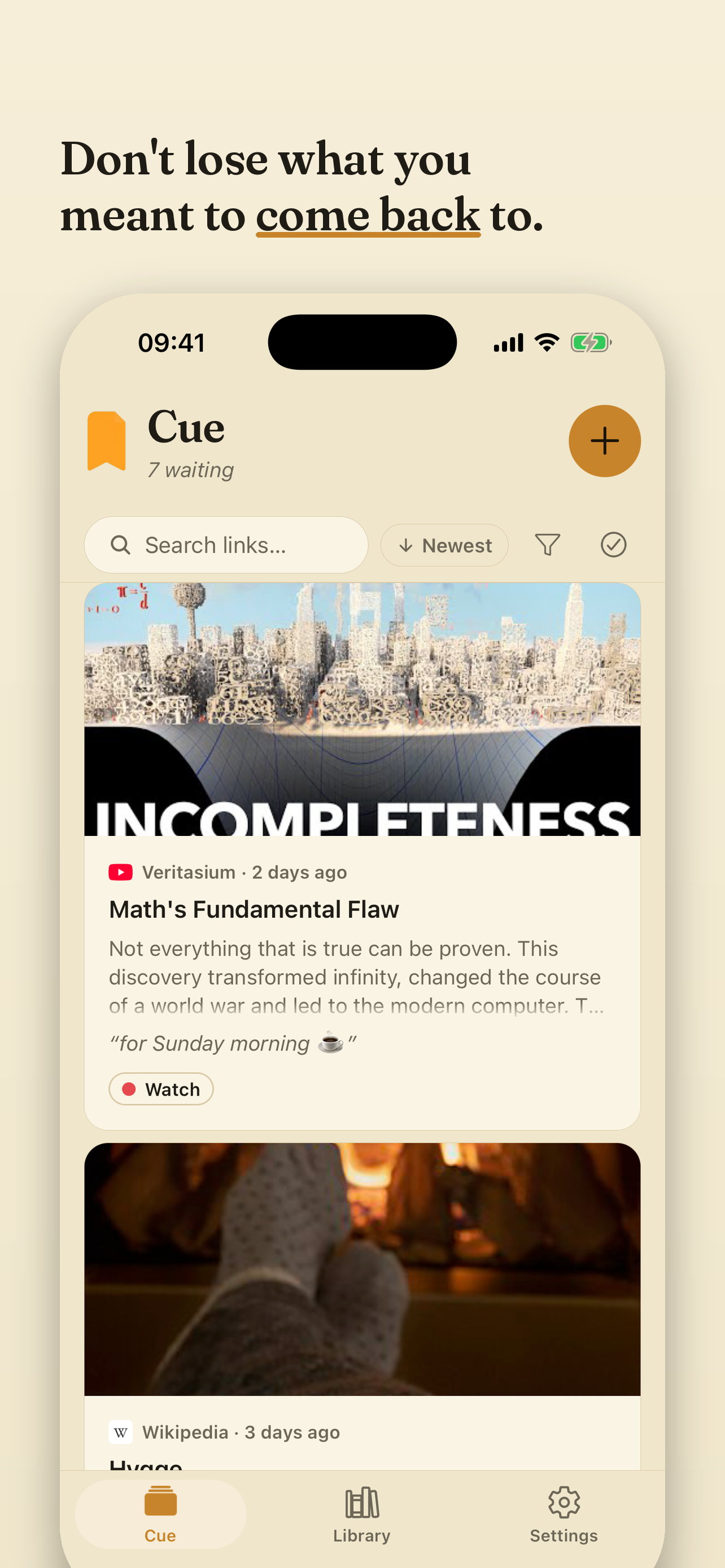 Cue's Queue: saved links with rich previews and tags